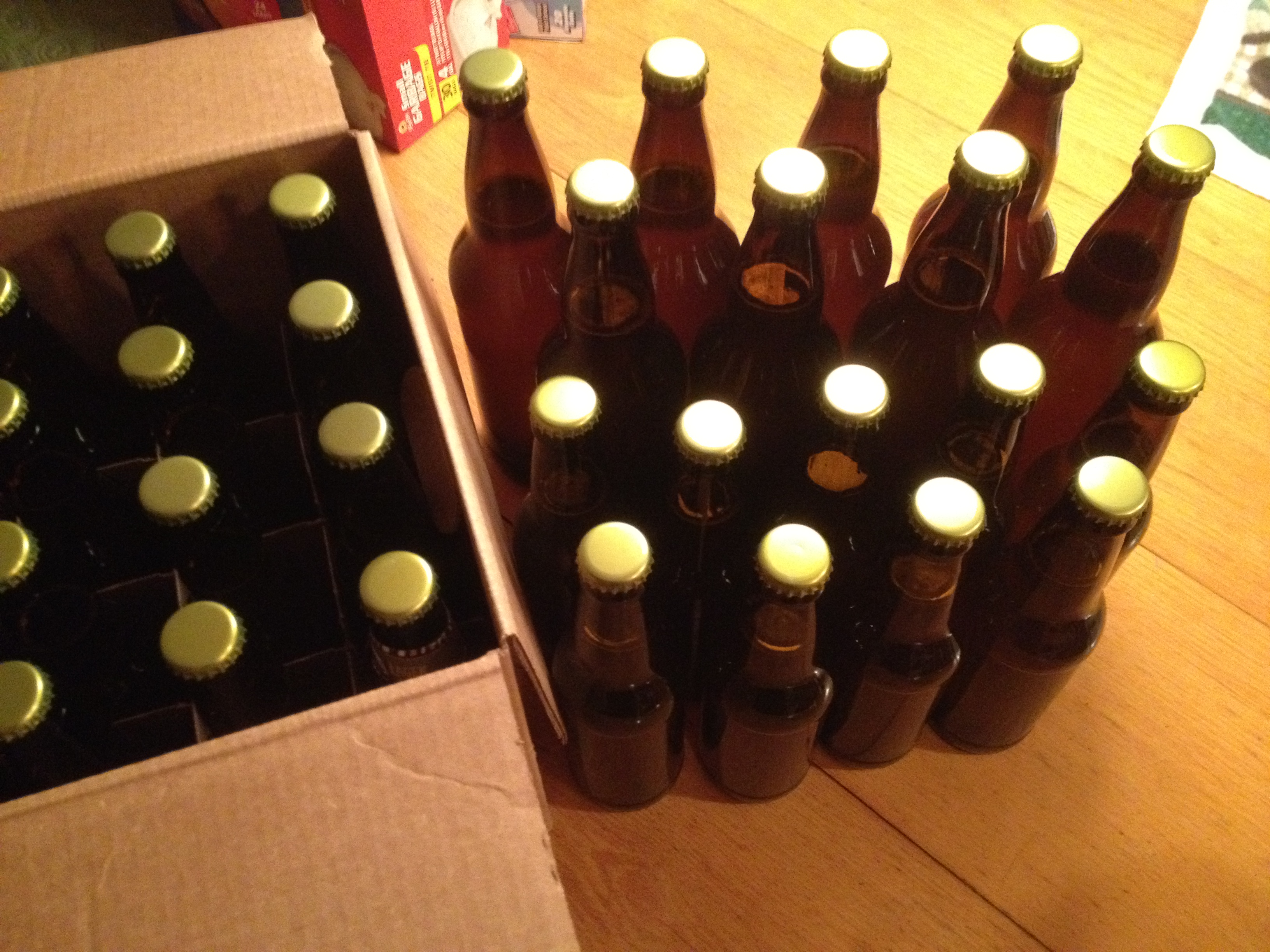 Freshly bottled beer, ready to condition