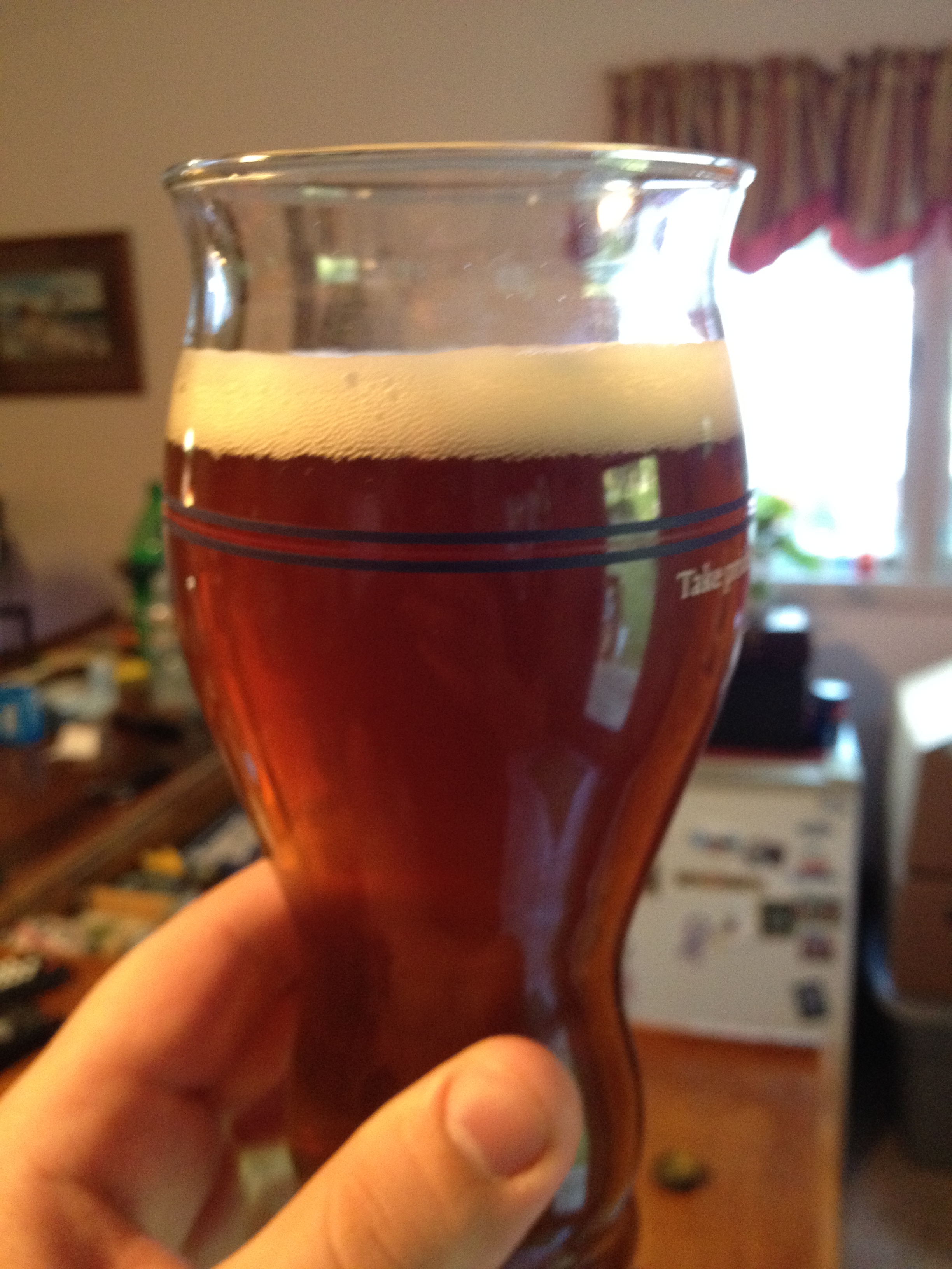 Drinking the finished product, a red ale